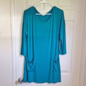 Emerald Teal 3/4 Sleeve Pocket Dress Size Large